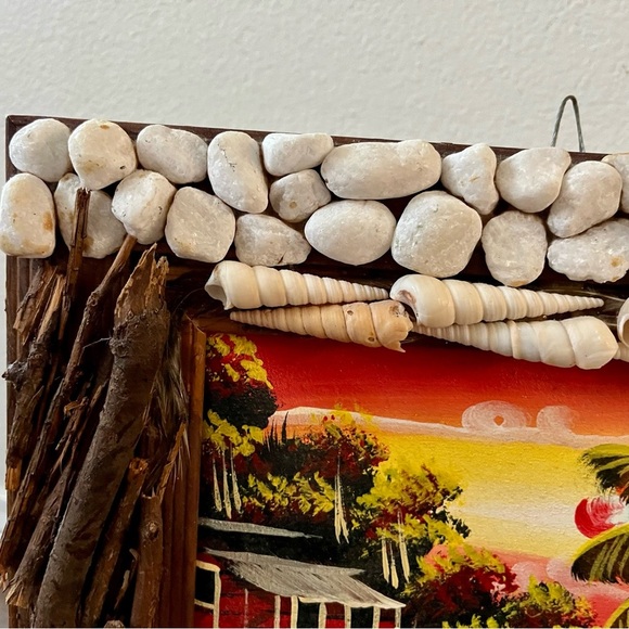 Tropical Beach Painting with Decorative Frame - Picture 11 of 14